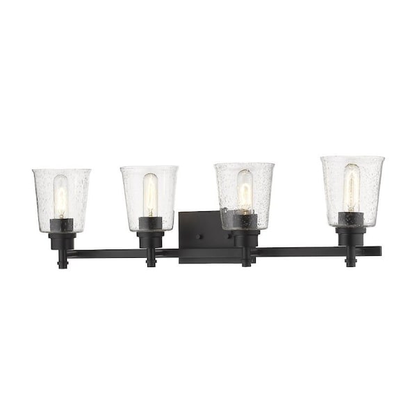 Z-Lite Bohin 4 Light Vanity, Matte Black And Clear Seedy 464-4V-MB - main
